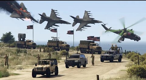 Russia Airstrikes to Destroy United States Army Convoy in Ukraine - GTA 5