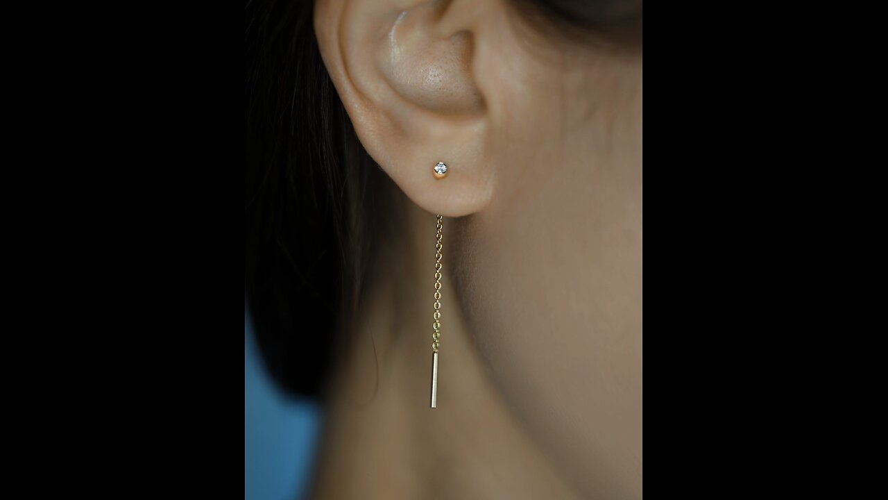 DIAMOND PULL THROUGH EARRINGS 18K GOLD