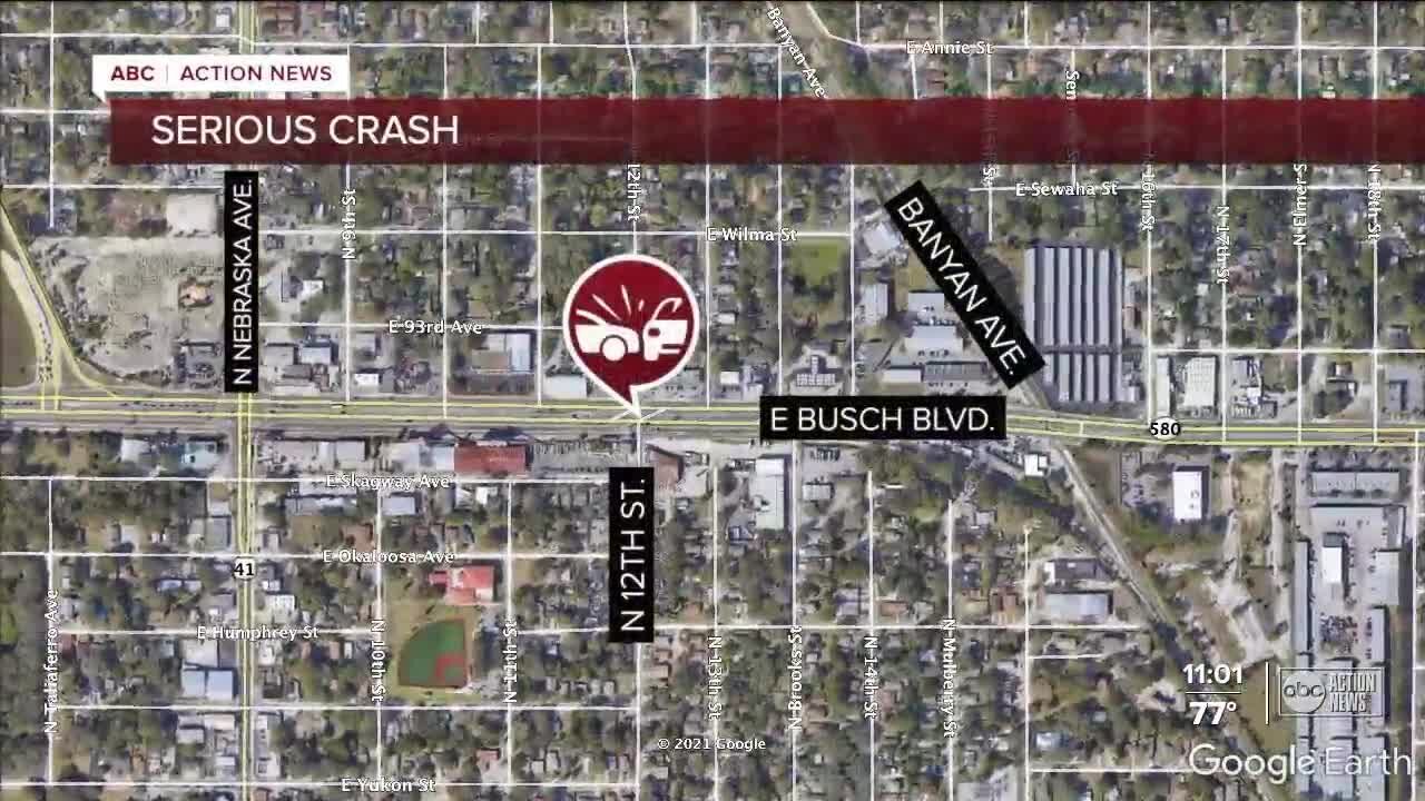 Westbound traffic on Busch Blvd closed after crash