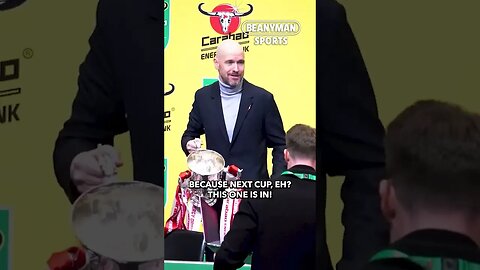 Erik ten Hag FORGETS the Carabao Cup trophy as he leaves his press conference 😂
