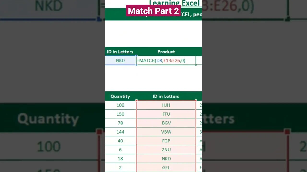 Match Function Part 2 #excel #تعليم #microsoft #اكسل #microsoftexcel #office #data #datascience