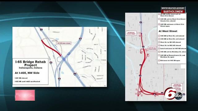Part of I-65 to close for INDOT bridge project