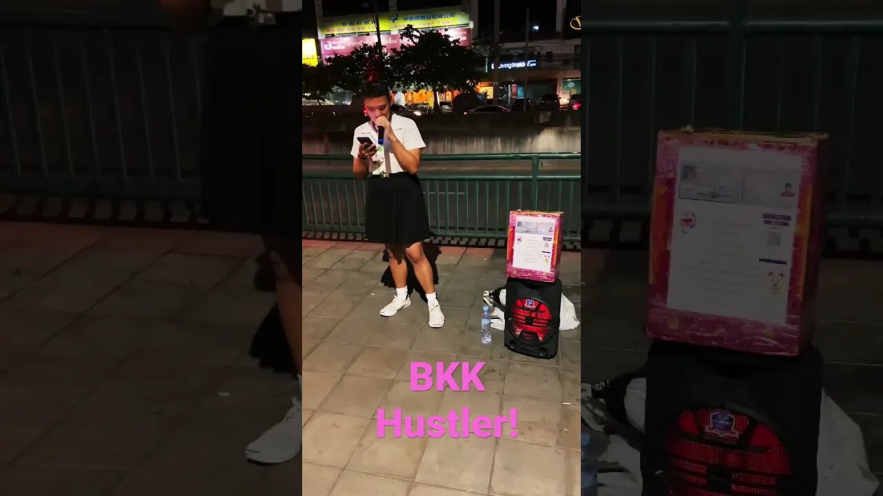 BANGKOK Street hustler sings the shit out of this song!