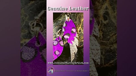 Purple Cheetah, 3 inch drop, Leather Feather Earrings