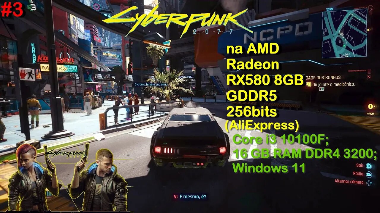 Cyberpunk 2077, na AMD Radeon RX580 8GB GDDR5 256bits da AliExpress - Gameplay #3