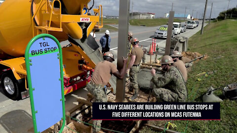 MCIPAC Seabees build bus stops on MCAS Futenma