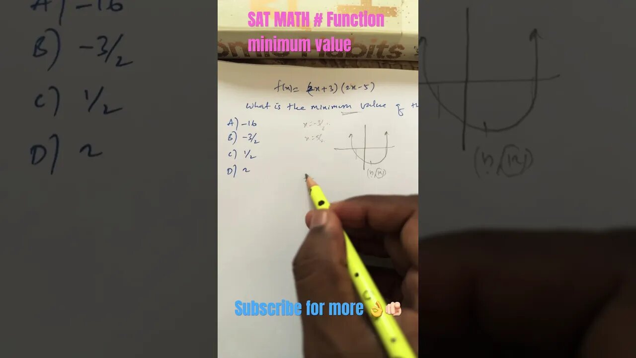 SAT Math function problem based on minimum value 💥🪡 #satmath #youtubeshorts #mathtrick