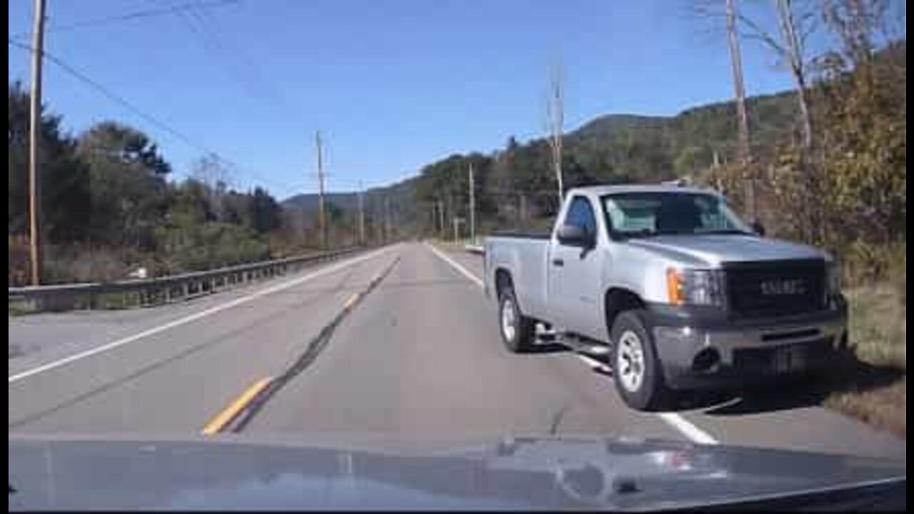 Rogue pickup almost causes an accident