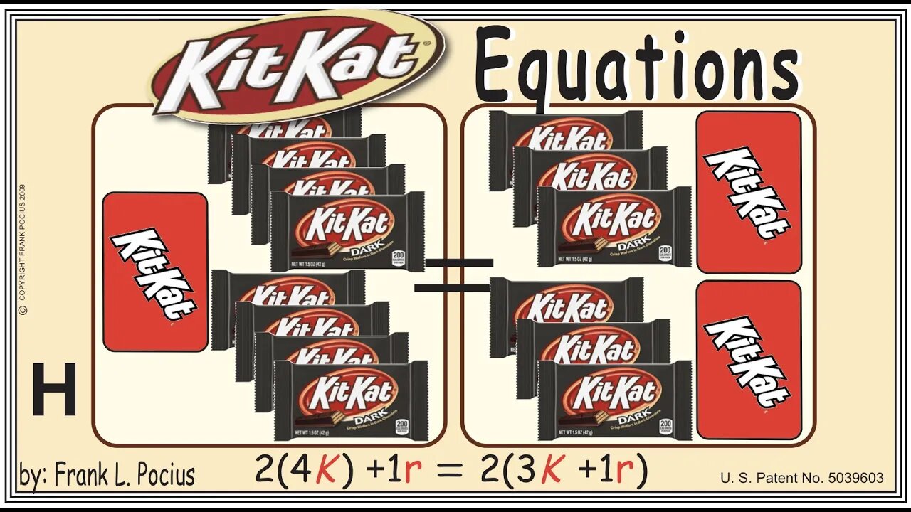 VISUAL KITKAT DARK 2(4K)+1r=2(3K+1r) EQUATION _ SOLVING EQUATIONS _ SOLVING WORD PROBLEMS