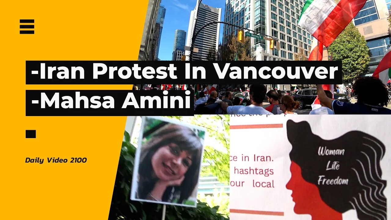 Vancouver Iran Protest Freedom Rally Human Chain Plus Drone View Crowd