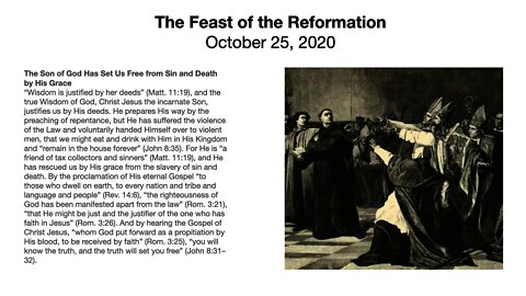 The Feast of the Reformation - October 25, 2020