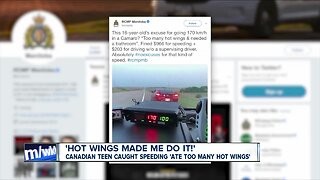 Canadian teen caught speeding says he 'ate too many hot wings'