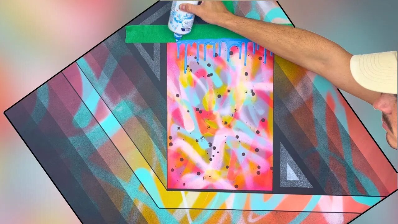 New Geometric Abstract Painting Technique // Tutorial