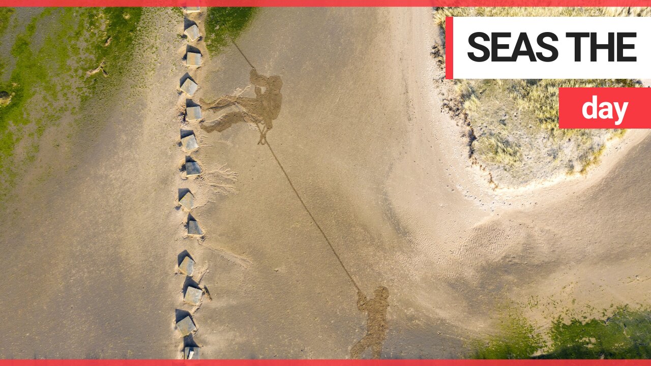 Second World War beach defences transformed into giant art work