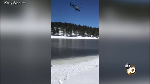 Man rescued after falling through the ice on Laguna Lake