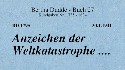 BD 1795 - ANZEICHEN DER WELTKATASTROPHE ....