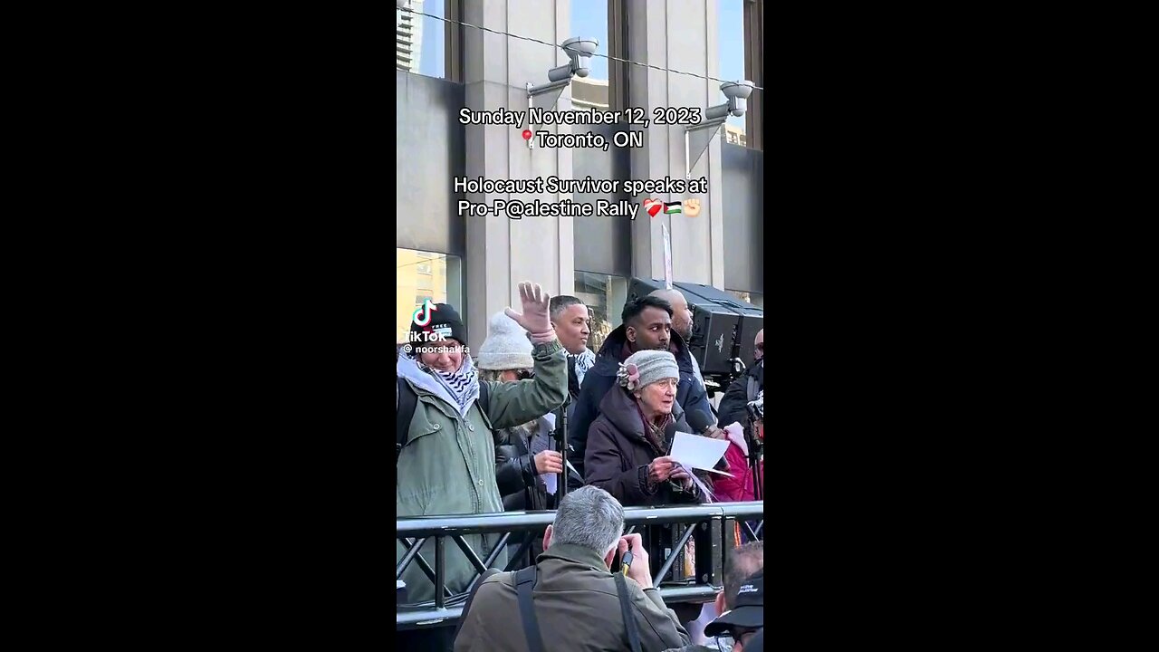 Holocaust survivor speaks out in support of Palestine. “End the occupation!”