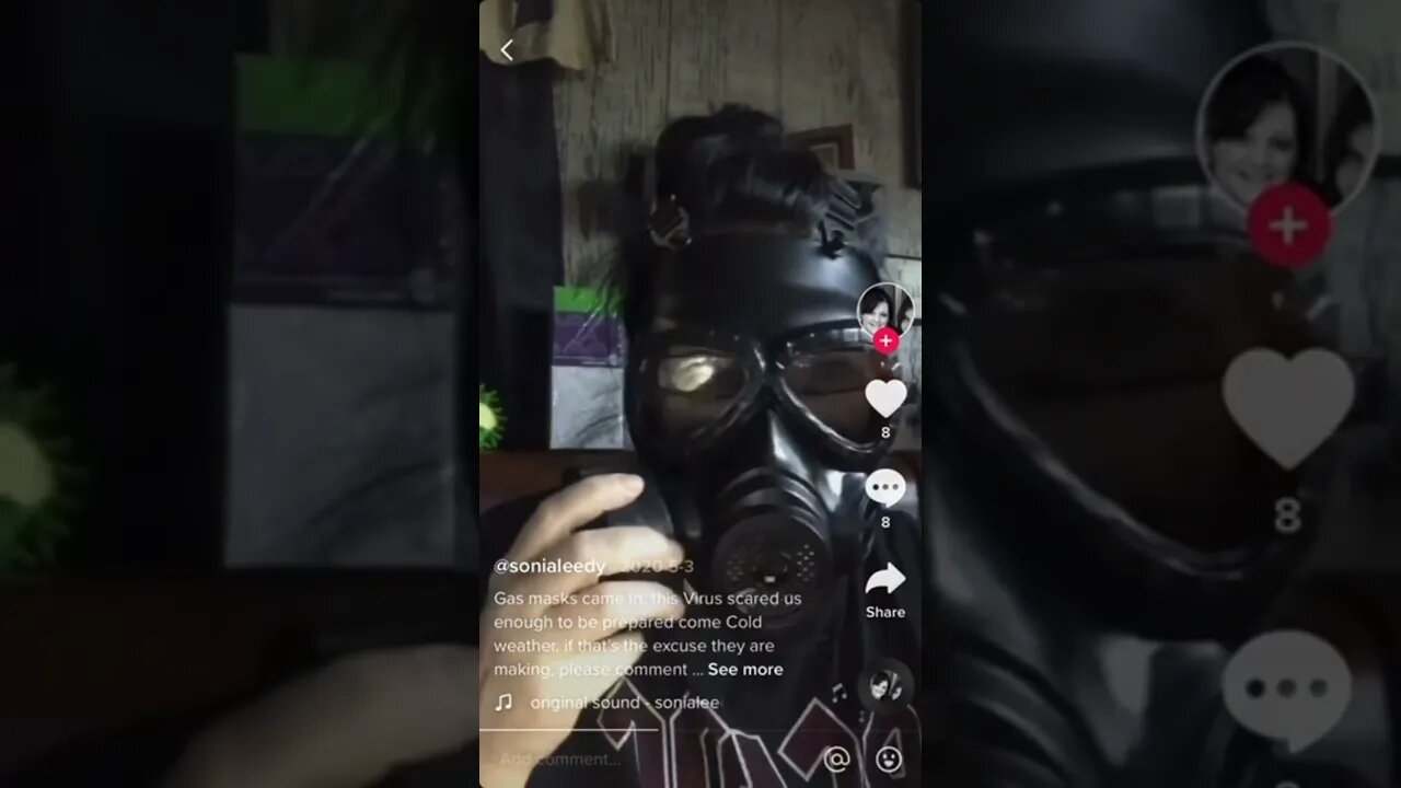 Kami Girl in a Gas Mask she got for when she meets Katey 😂 🤢