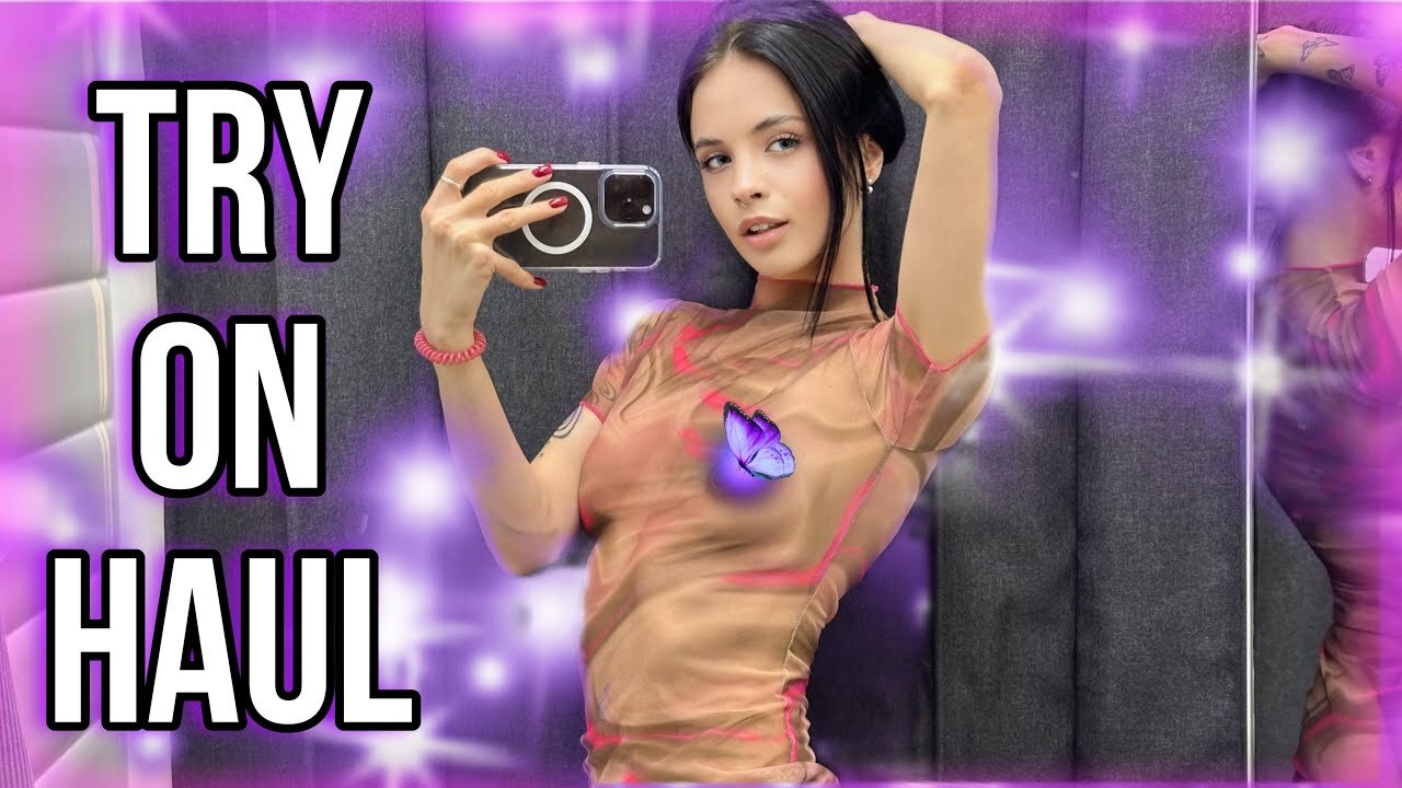 [4K] Transparent Outfits In Dressing Room | TRY ON HAUL with Karina