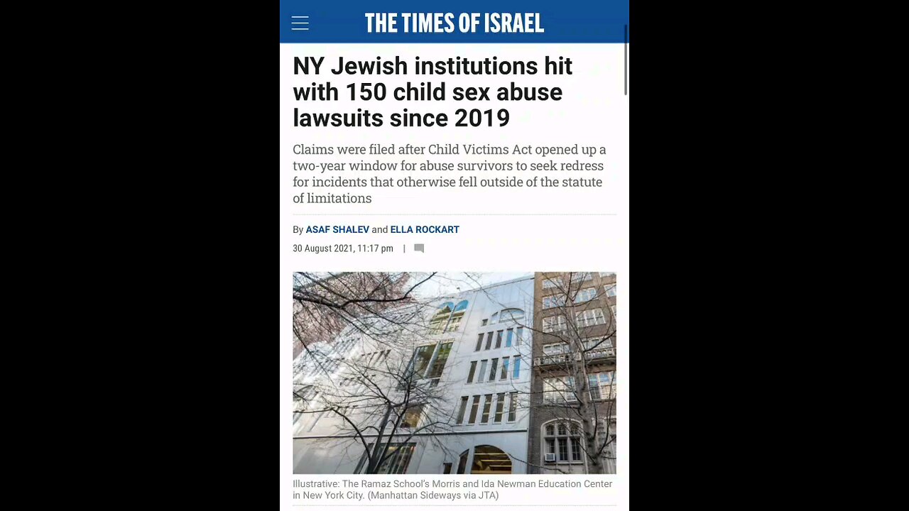 NY JEWISH INSTITUTIONS HIT WITH 150 CHILD SEX ABUSE LAWSUITS 2019.