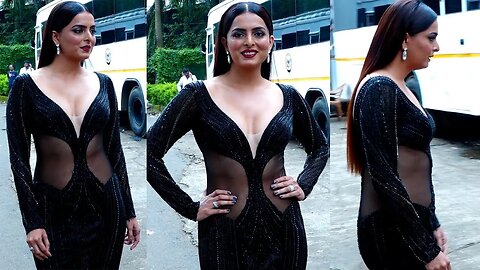 Ruhi Chaturvedi Looking Gorgeous In Black Outfit At Khatron Ke Khiladi Season 13 Finale Shoot