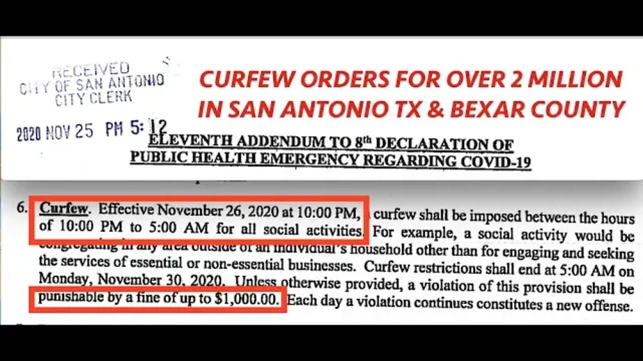 2 Million Under Curfew in San Antonio & Bexar County TX, $1000 Fine for Non Compliance