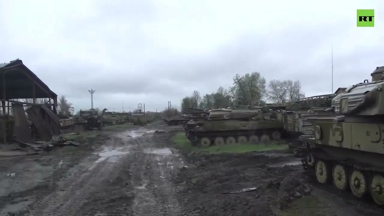 Some ~100 units of armored vehicles and air defense vehicles captured in an abandoned Ukrainian base