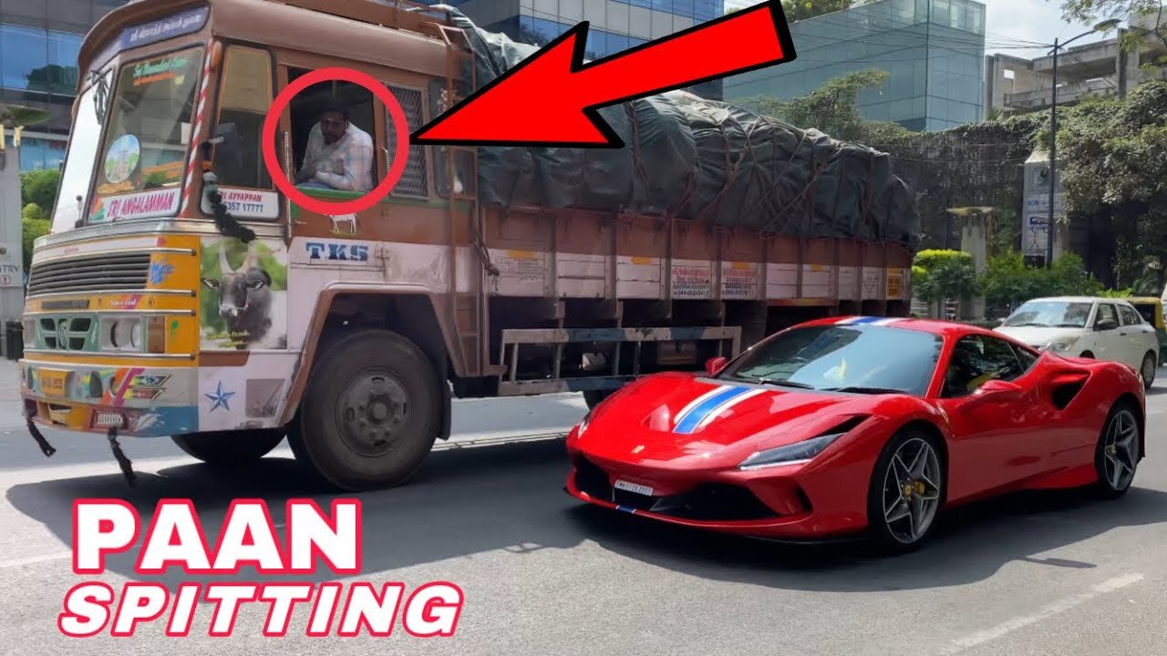 Truck DRIVER SPITS PAAN on Ferrari Accidentally | Supercars in India