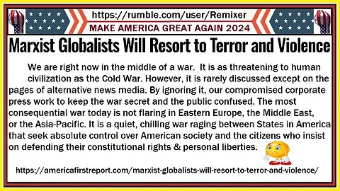 Marxist Globalists Will Resort to Terror and Violence