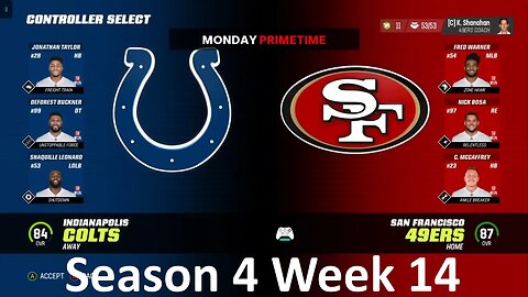 Madden Nfl 23 Colts Vs 49ers Simulation Franchise S4 W14