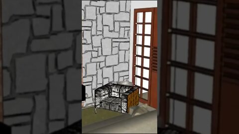 planta 3d casa com picina