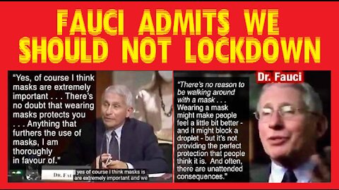 Fauci Admits We Should NOT Lockdown!