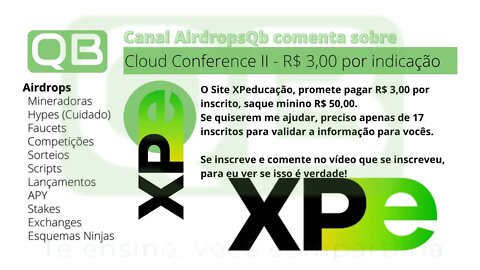 Airdrop - Cloud Conference II - Ganhe R$ 3,00 por indicação.