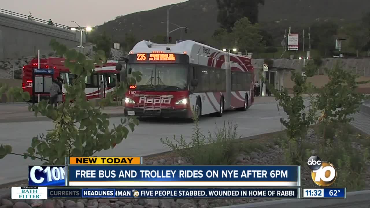 Free bus and trolley rides being made available in San Diego on New Year's Eve