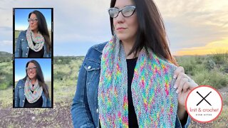 Wobbly Rainbow Knit Cowl Free Pattern Tutorial - Super Easy Beginner Cowl