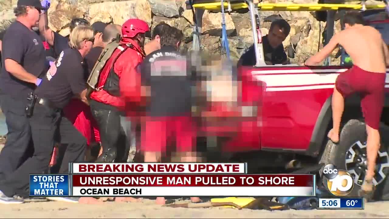 Unresponsive man pulled from water at Ocean Beach, rushed to hospital