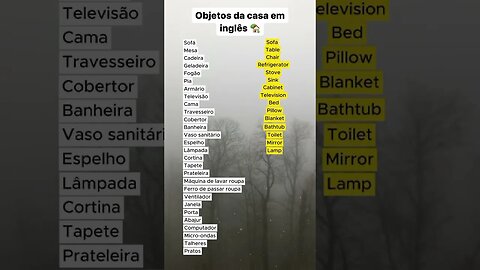 Objetos da casa em inglês