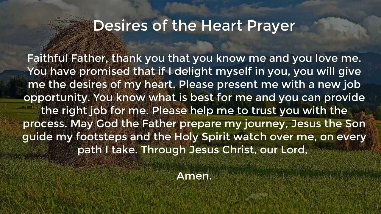 Desires of the Heart Prayer (Prayer for a New Job Opportunity)