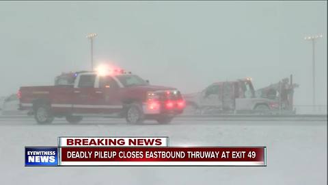 Deadly pileup closes Eastbound Thruway at Exit 49