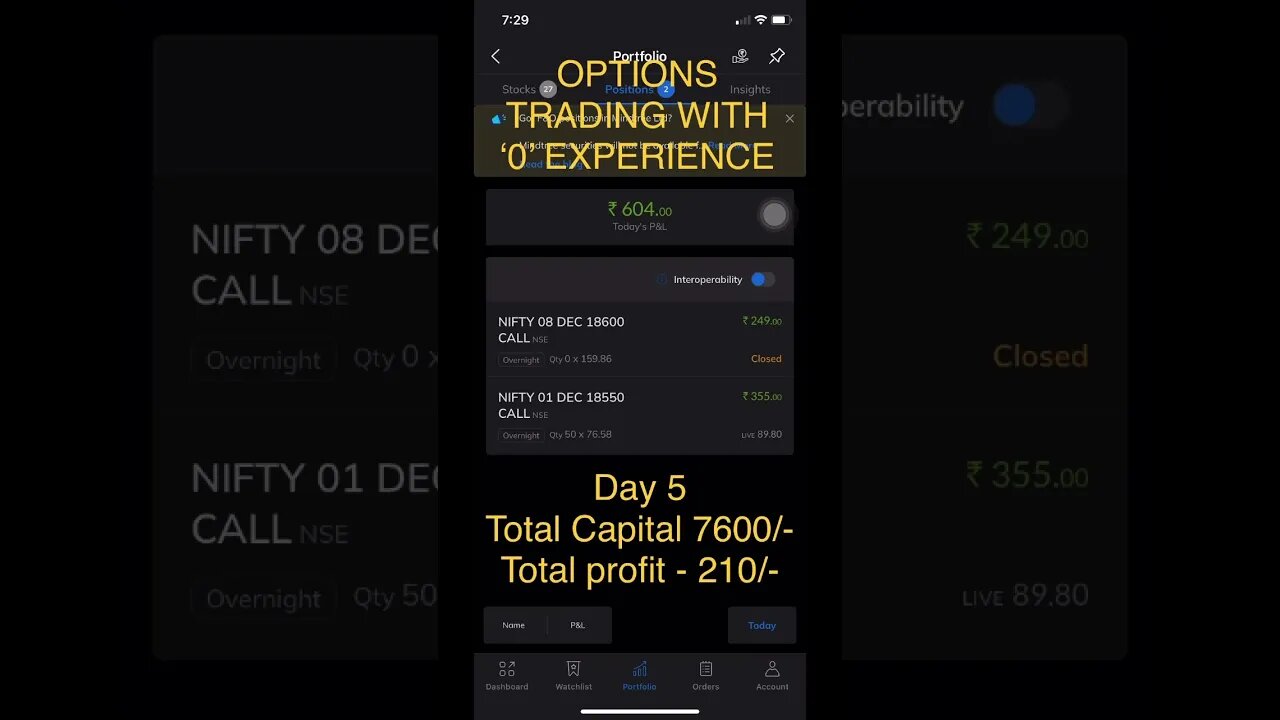 OPTIONS TRADING WITH ‘0’ EXPERIENCE - DAY 5