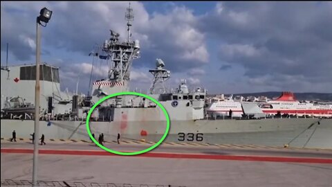 Greece: Protest against the entry of a NATO ship into the port (targeted with red paint)