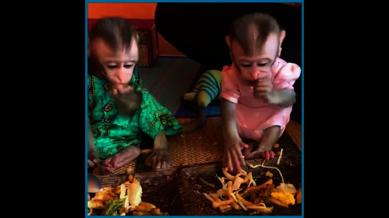 Very cute little couple wait Mom for breakfast