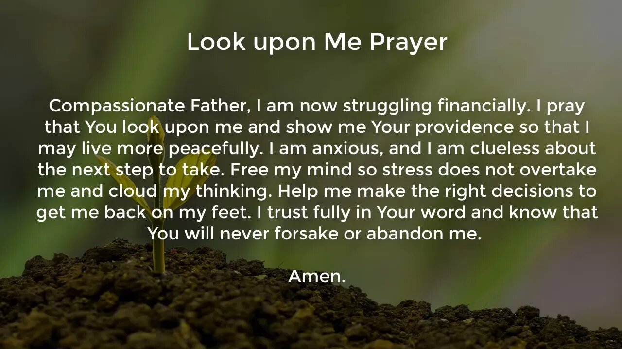 Look upon Me Prayer (Prayer for Financial Stability)