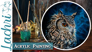 Owl Oil over Acrylic Painting & Dart Frog Vivarium Updates