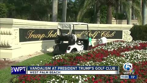 Sign at Trump golf club vandalized near West Palm Beach