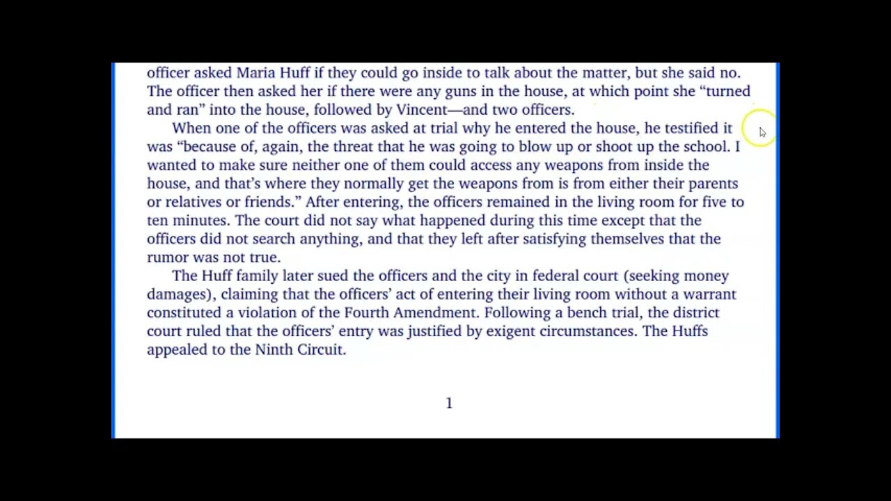 Part 9 - Police Exigency & Warrantless Entry Explained - Case: Huff V. City of Burbank