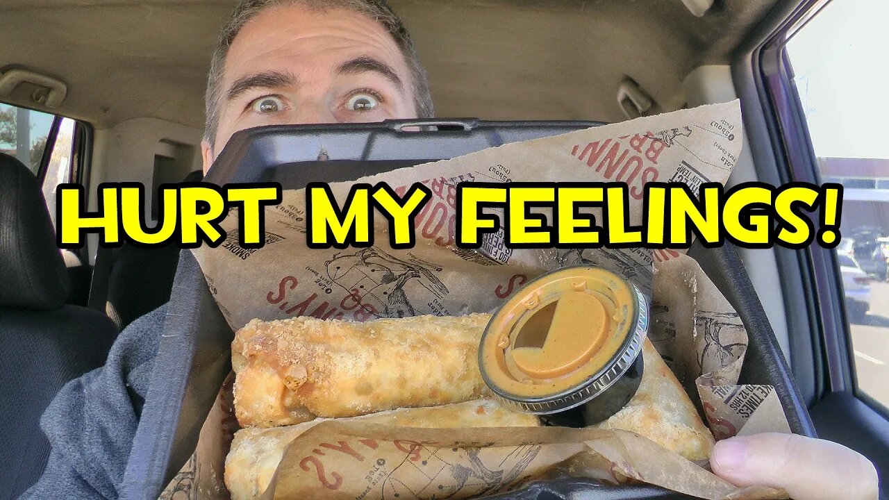 I'M CRANKY!! Sonny's BBQ BBQ Pulled Pork Egg Rolls Review 🐷😮