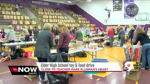 Elder moms, students wrap up toy and food drive