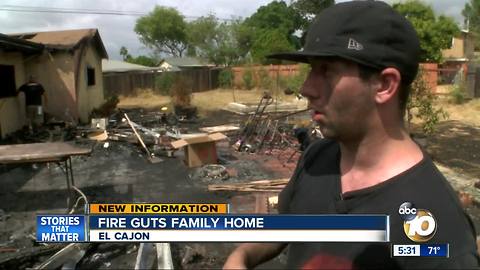 Fire guts family home in El Cajon