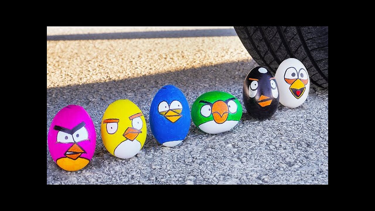 Car vs Angry Birds Eggs | Crushing Crunchy & Soft Things by Car